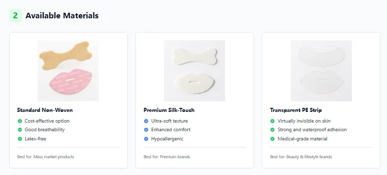 Available materials overview for private label mouth tape options